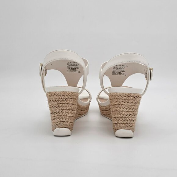White Clinton Wedge Sandals / Shoes - Picture 3 of 4